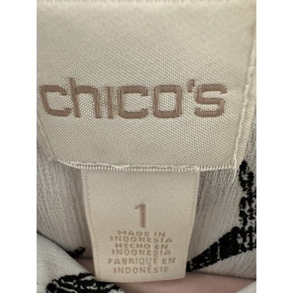 Chico's Whimsical Giraffe Blouse with bell sleeves. Size 1 - Picture 6 of 8